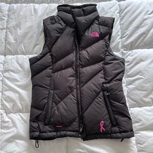 The North Face Dark Brown Vest with Pink Details
